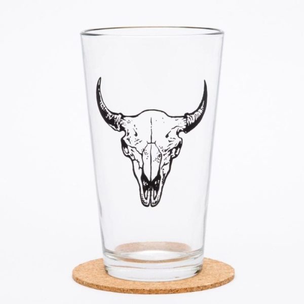 Buffalo Skull Pint Glass