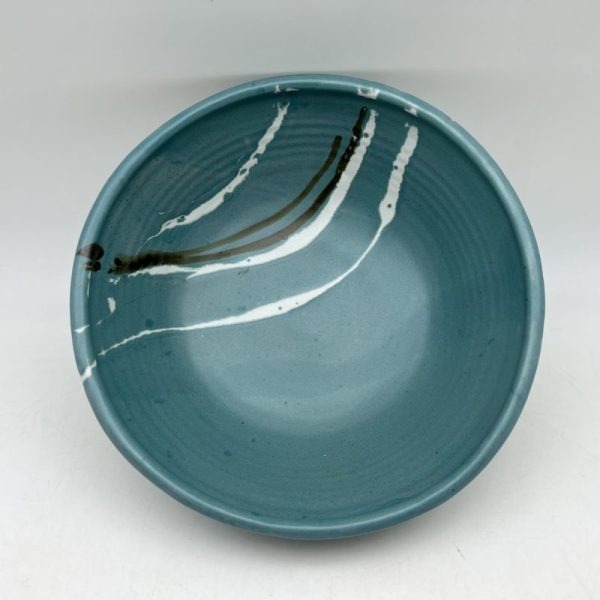 Large Turquoise & White Serving Bowl by Margo Brown - 3718 - Image 3