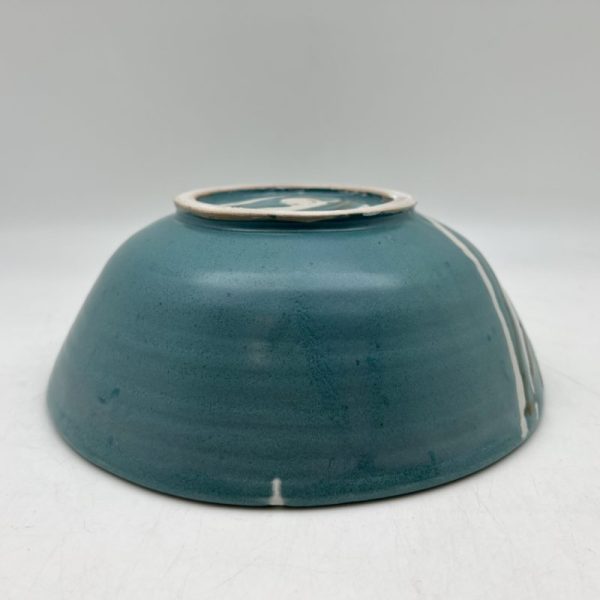 Large Turquoise & White Serving Bowl by Margo Brown - 3718 - Image 4