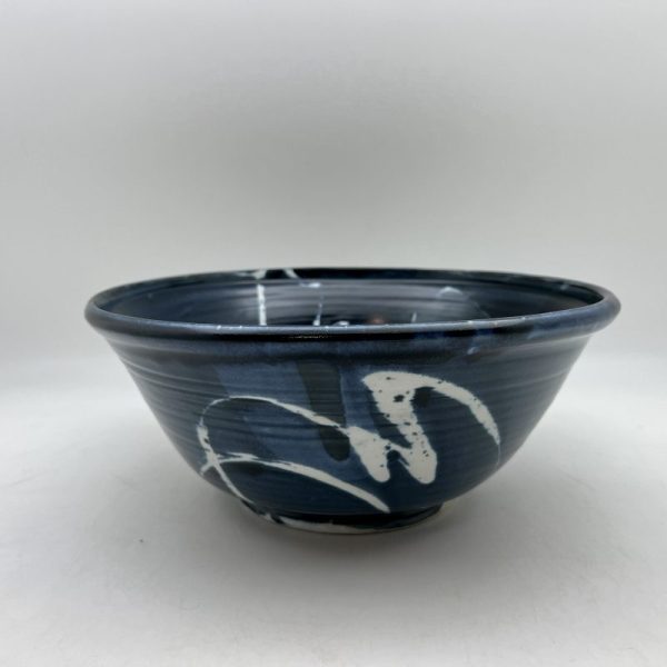 Large Navy & White Salad Bowl by Margo Brown - 3729