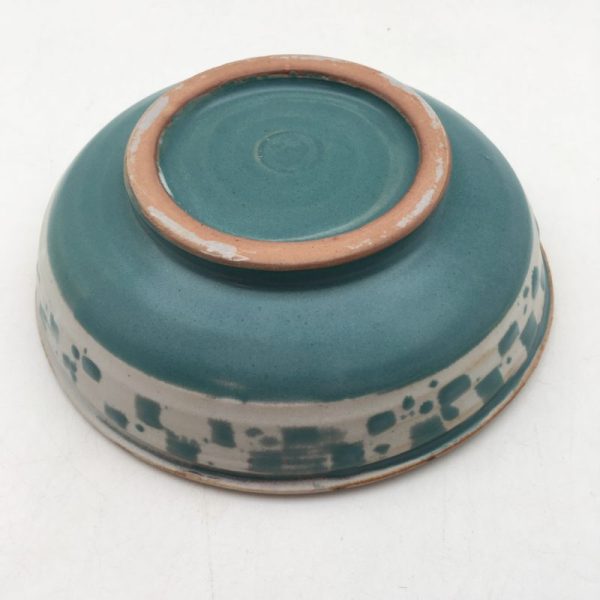 Turquoise and white checked small bowl by Margo Brown - Image 3
