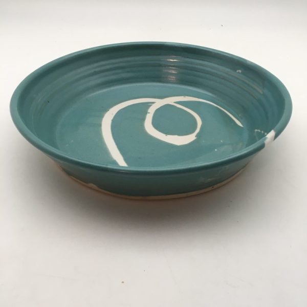 Turquoise and white pie dish by Margo Brown
