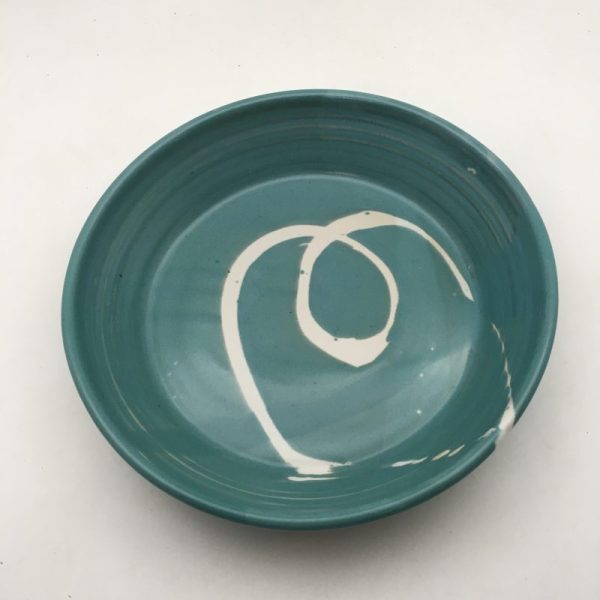 Turquoise and white pie dish by Margo Brown - Image 2