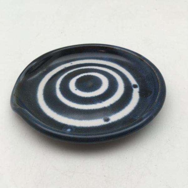 Blue and white bullseye spoonrest by Margo Brown