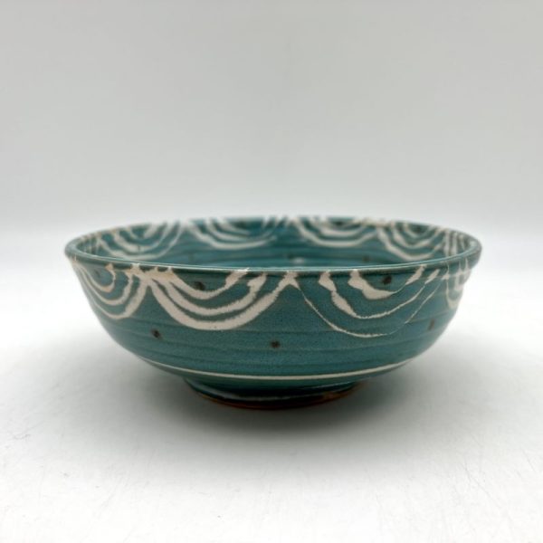 Patterned Turquoise Bowl by Margo Brown - 3945