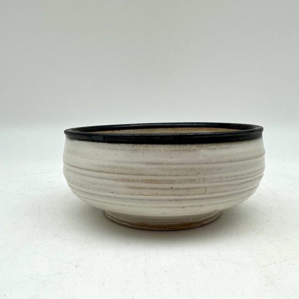 Black-Rimmed White Bowl by Margo Brown - 3928 - Image 2