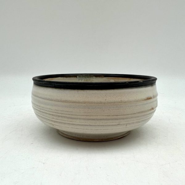 Black-Rimmed White Bowl by Margo Brown - 3928