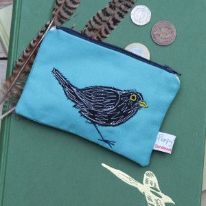 Garden Bird Embroidered Purse by Poppy Treffry