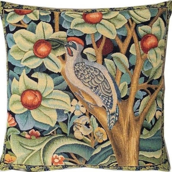 Orchard Woodpecker | William Morris Design | Decorative Pillow-Cover - Yapatkwa
