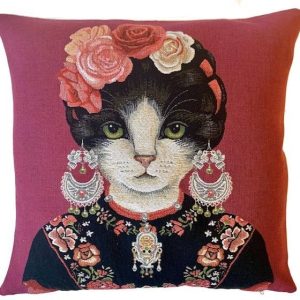 Kahlo Cat Decorative Pillow Cover - Yapatkwa