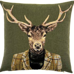 Stag in Plaid Decorative Pillow Cover - Yapatkwa