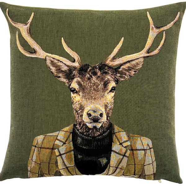 Stag in Plaid Decorative Pillow Cover - Yapatkwa